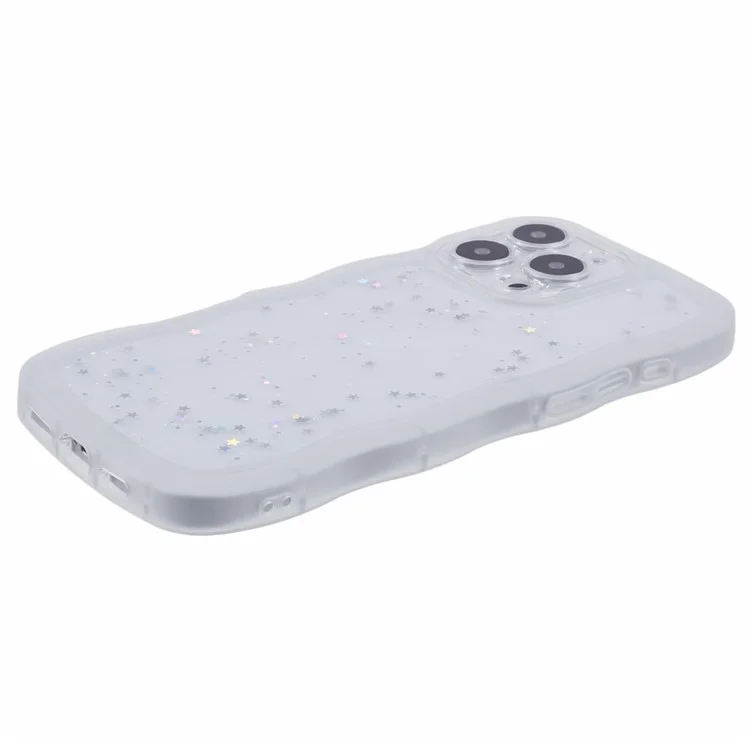 Serie JTW Para Iphone 16 Pro Max Case TPU Tapa Epoxy Phone Cover Wavy Edge - Blanco Transparente