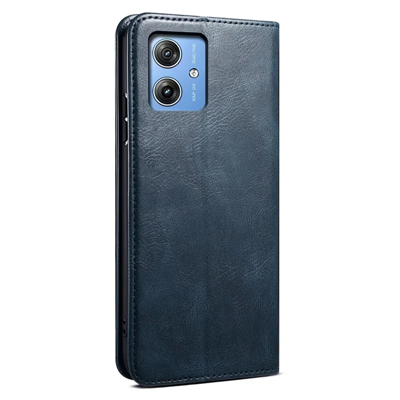 Pour Motorola Moto G55 5G Case Crazy Horse Texture Waxy Leather Wallet Stand Phone Cover - Bleu