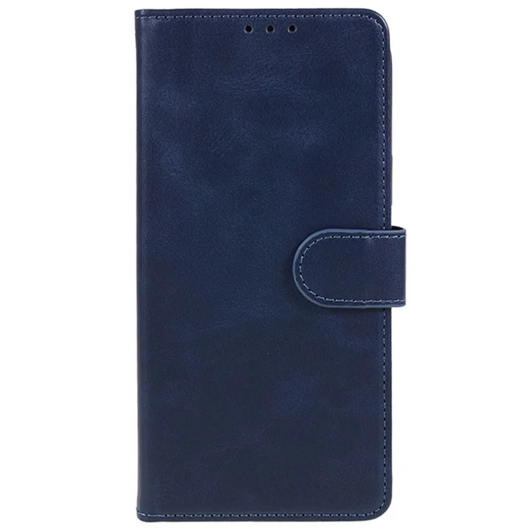 Para Motorola Moto G55 5G Capa Carteira de Couro PU Capa de Telefone Protetora Textura de Vitela - Azul