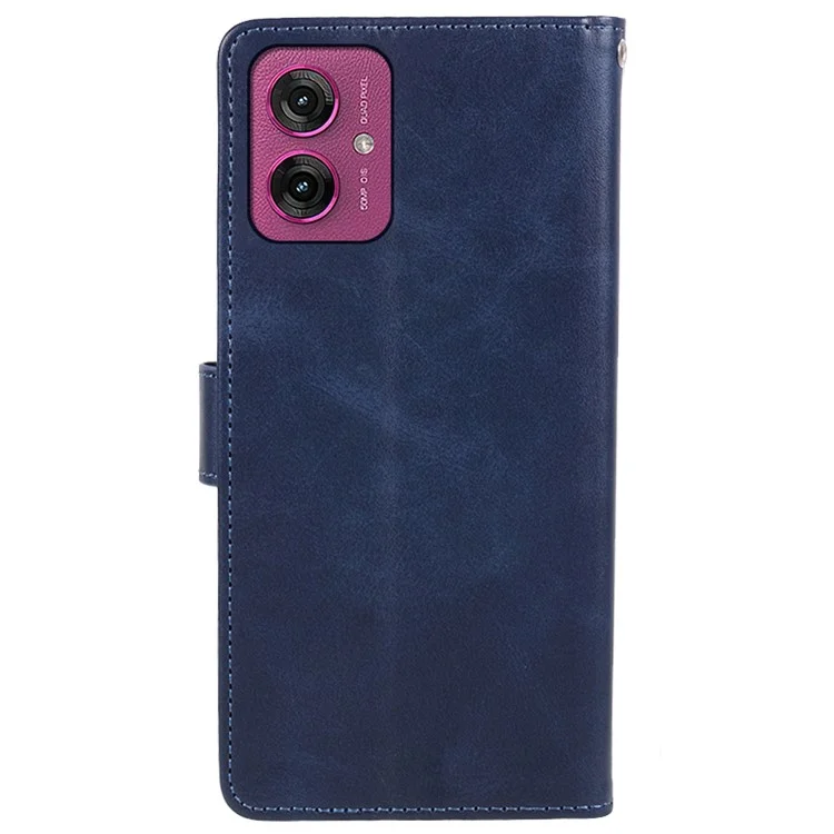Para Motorola Moto G55 5G Capa Carteira de Couro PU Capa de Telefone Protetora Textura de Vitela - Azul