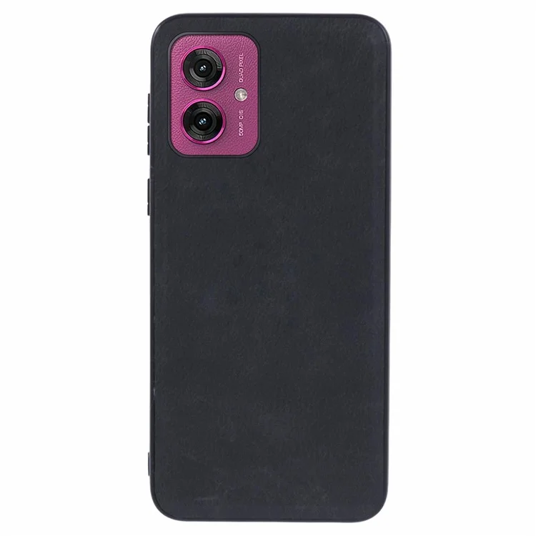 For Motorola Moto G55 5G Case Retro Leather Coated PC+TPU Phone Cover - Black