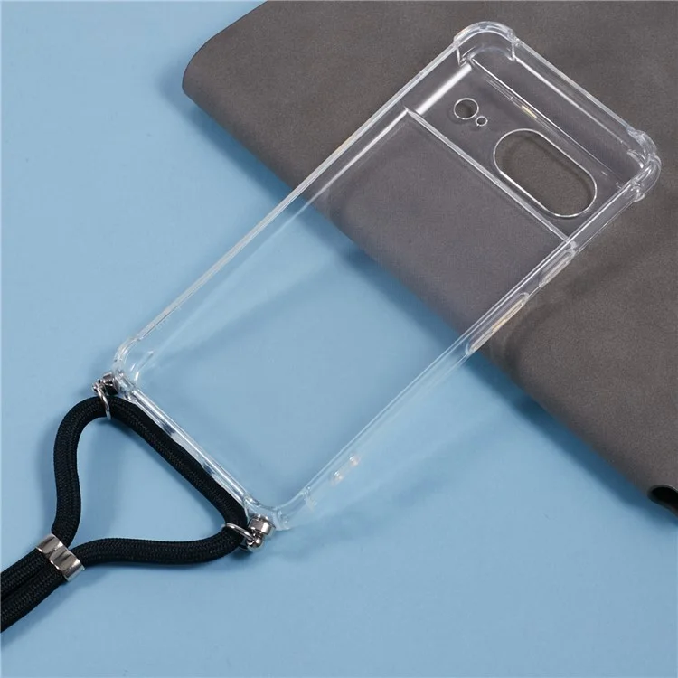 Для Google Pixel 8 Case Arembled Corner TPU Clear Cay Cover с Lanyard