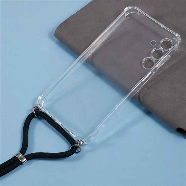 For Samsung Galaxy A16 5G / A16 4G Case Reinforced Corner TPU Clear Phone Cover with Lanyard
