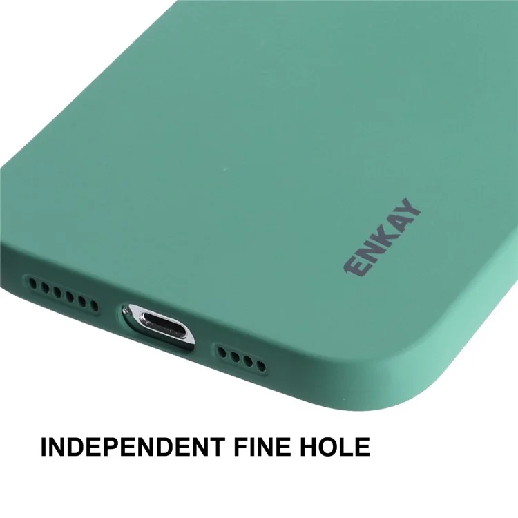 ENKAY HAT PRINCE Per iPhone 14 Pro Liquid Silicone Flessibile Anti-caduta Case Colore Solido Fotocamera Lens Taglio Preciso Custodia per Telefono - Verdastro