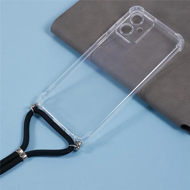 For Motorola Moto G54 5G Case Reinforced Corner TPU Clear Phone Cover with Lanyard