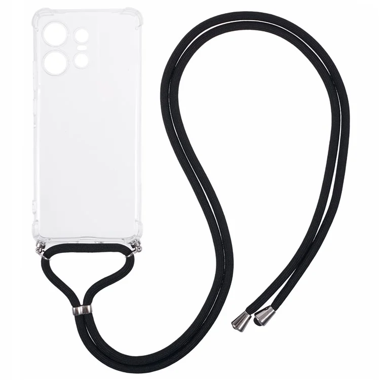 For Motorola Edge 50 Pro 5G Case Reinforced Corner TPU Clear Phone Cover with Lanyard