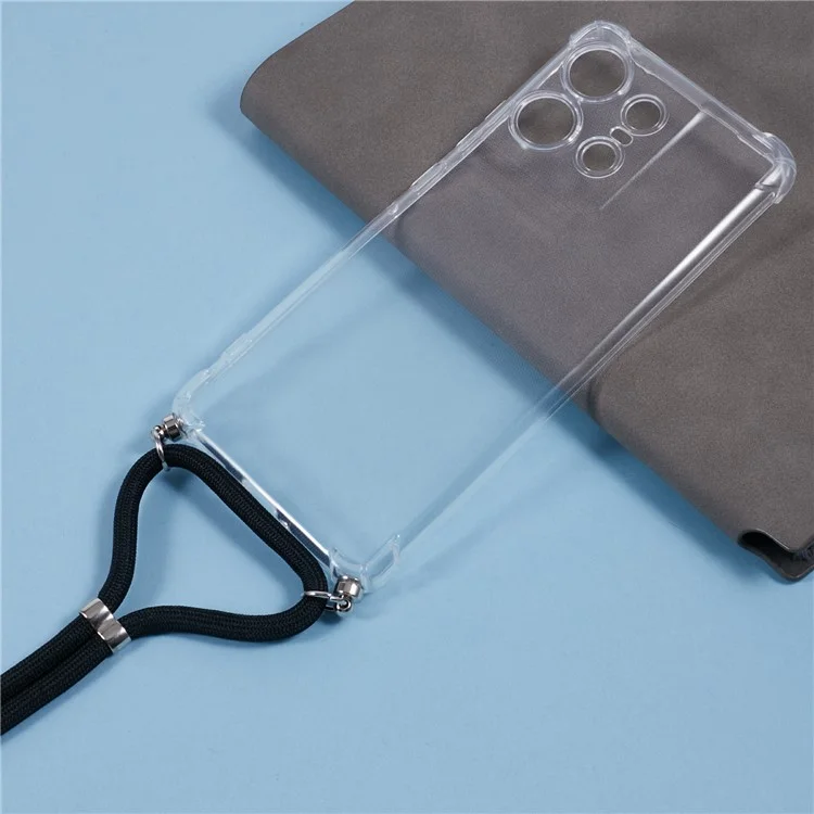 For Motorola Edge 50 Pro 5G Case Reinforced Corner TPU Clear Phone Cover with Lanyard