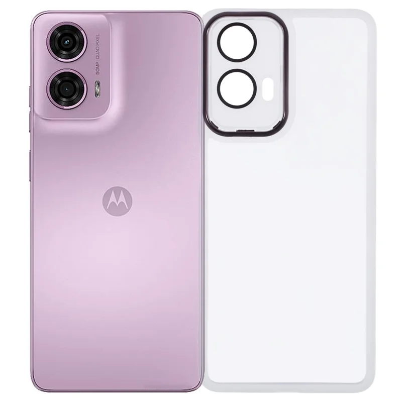 DKSM Series For Motorola Moto G24 4G Case Electroplated Camera Frame TPU Phone Cover - Transparent White