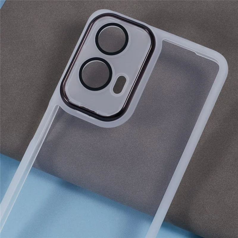 DKSM Series For Motorola Moto G24 4G Case Electroplated Camera Frame TPU Phone Cover - Transparent White