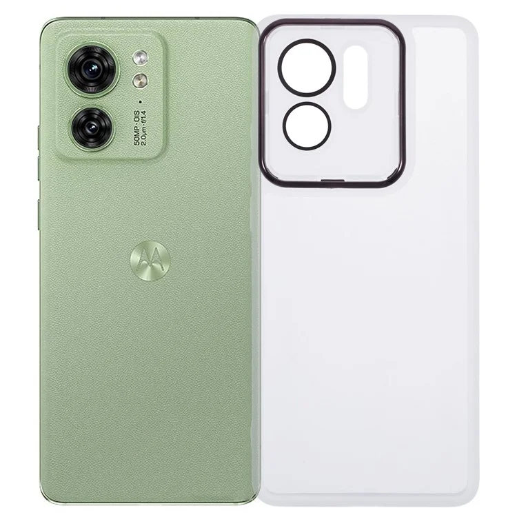 Série DKSM Para Motorola Edge 40 5G Caso Eletroplatou a Moldura da Moldura TPU Tampa - Branco Transparente
