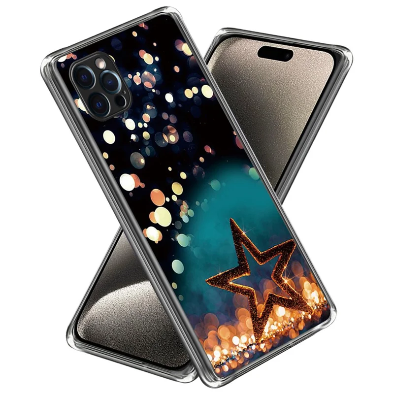 For iPhone 16 Pro Max Case Pattern Printed Shockproof TPU Phone Cover - Five-Pointed Star