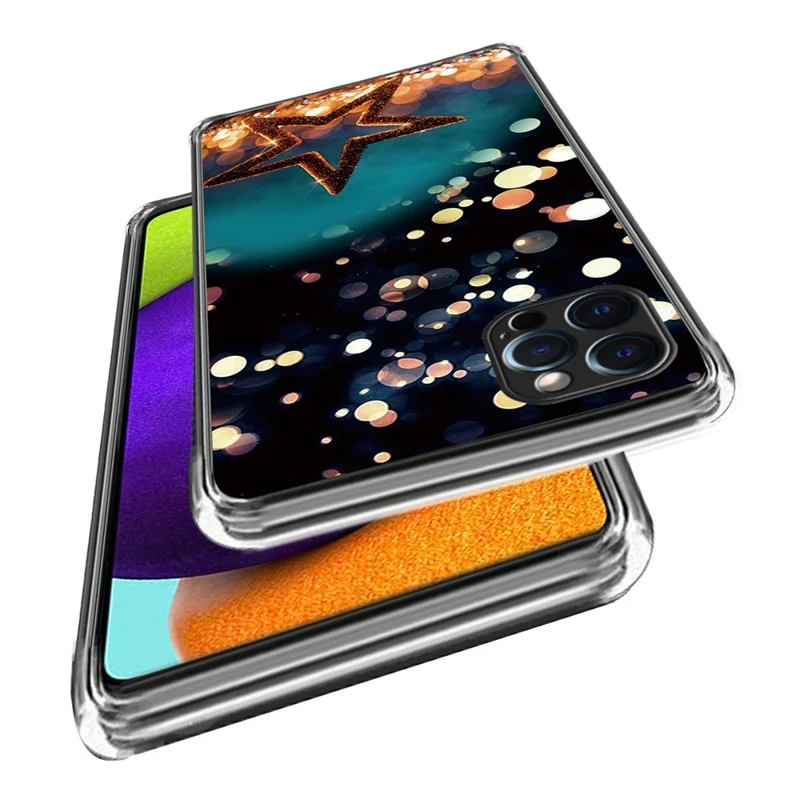 For iPhone 16 Pro Case Pattern Printed Shockproof TPU Phone Cover - Five-Pointed Star