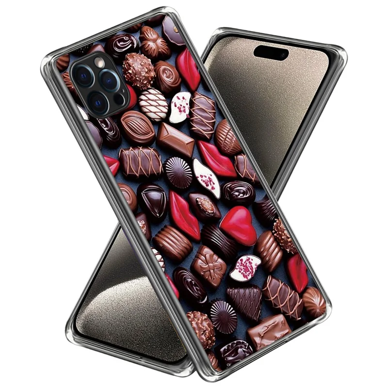 For iPhone 16 Pro Case Pattern Printed Shockproof TPU Phone Cover - Creative Chocolates