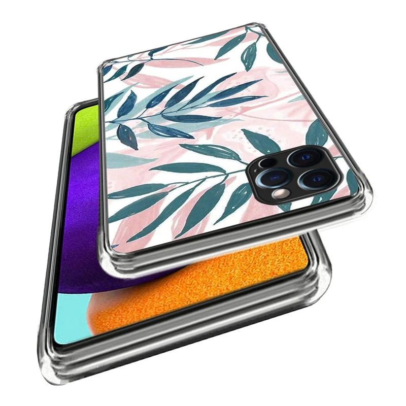 For iPhone 16 Pro Case Patroonbedrukte Stootvaste TPU Hoesje - Bladeren