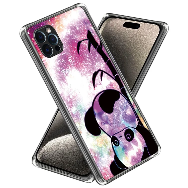 For iPhone 16 Pro Case Pattern Printed Shockproof TPU Phone Cover - Cute Panda
