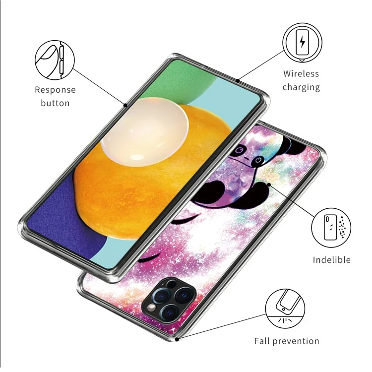 For iPhone 16 Pro Case Pattern Printed Shockproof TPU Phone Cover - Cute Panda