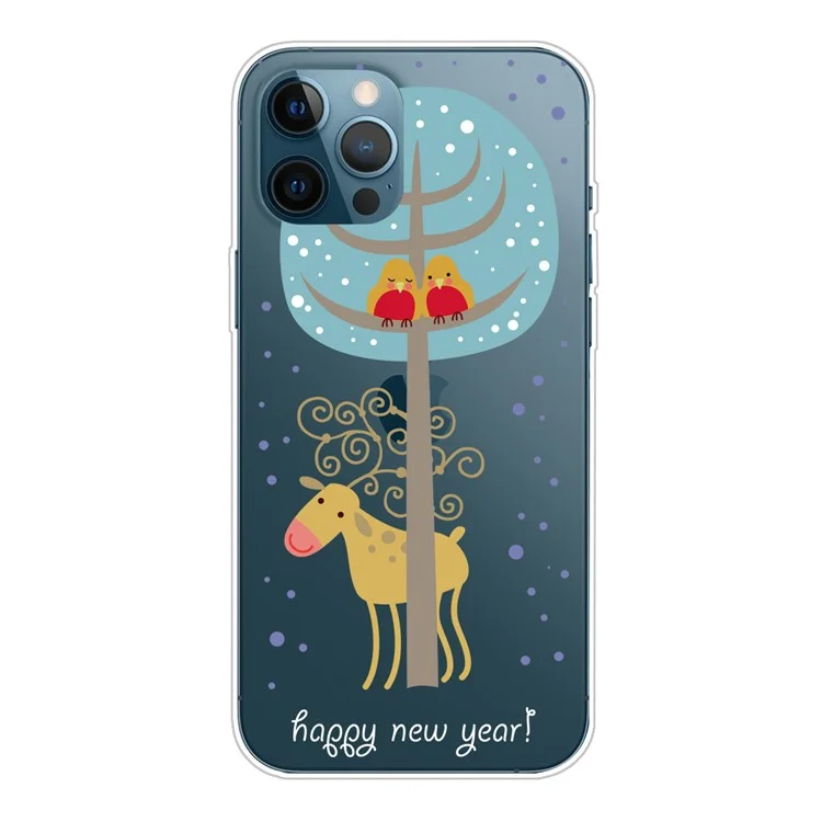 Funda para iPhone 16 Pro Max con diseño navideño, impresión de patrones suave TPU Cubierta de teléfono - Ciervo debajo del árbol