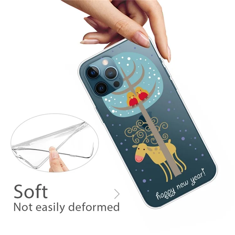 Funda para iPhone 16 Pro Max con diseño navideño, impresión de patrones suave TPU Cubierta de teléfono - Ciervo debajo del árbol