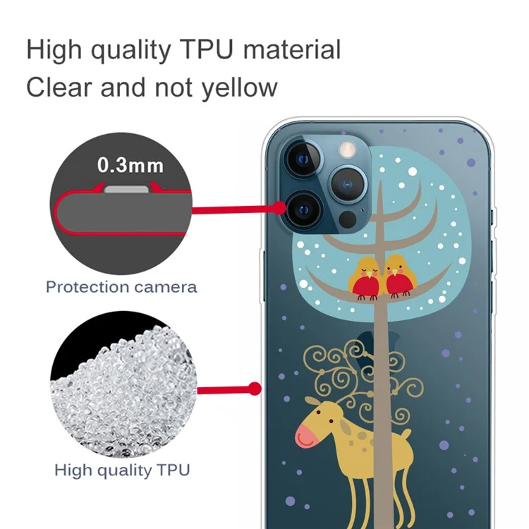 Funda para iPhone 16 Pro Max con diseño navideño, impresión de patrones suave TPU Cubierta de teléfono - Ciervo debajo del árbol