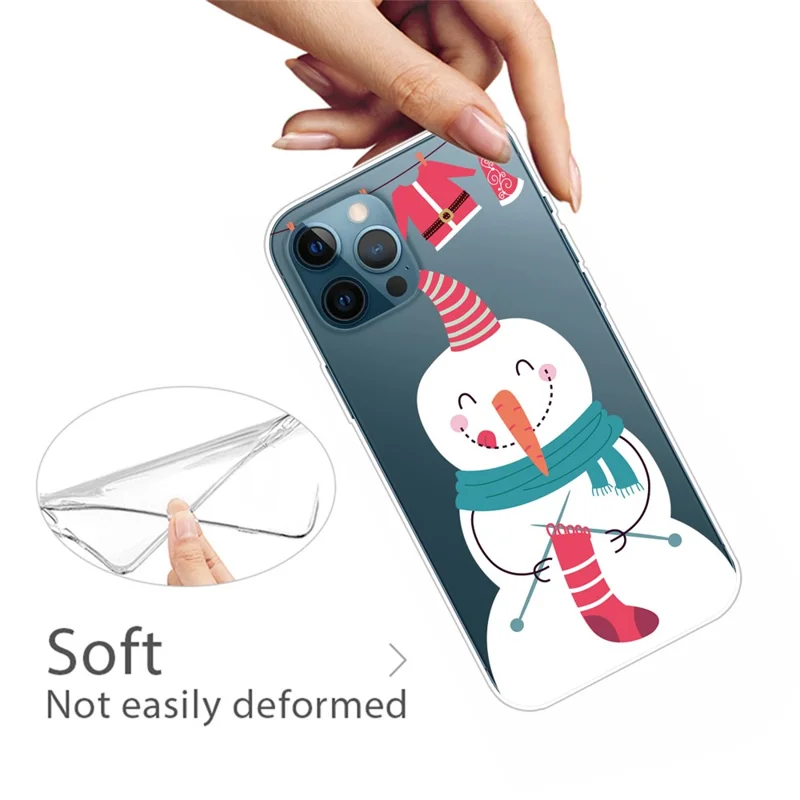 For iPhone 16 Pro Case Christmas Pattern Printing Soft TPU Phone Cover - Snowman Knits Sock