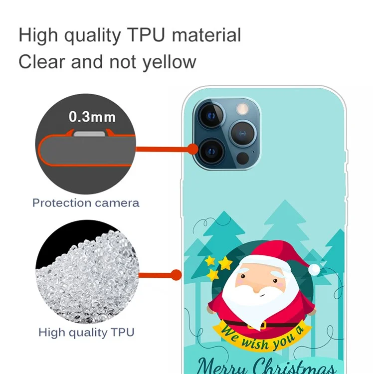 Funda para iPhone 16 Pro con diseño navideño, impresión suave de TPU y funda para teléfono - Papá Noel