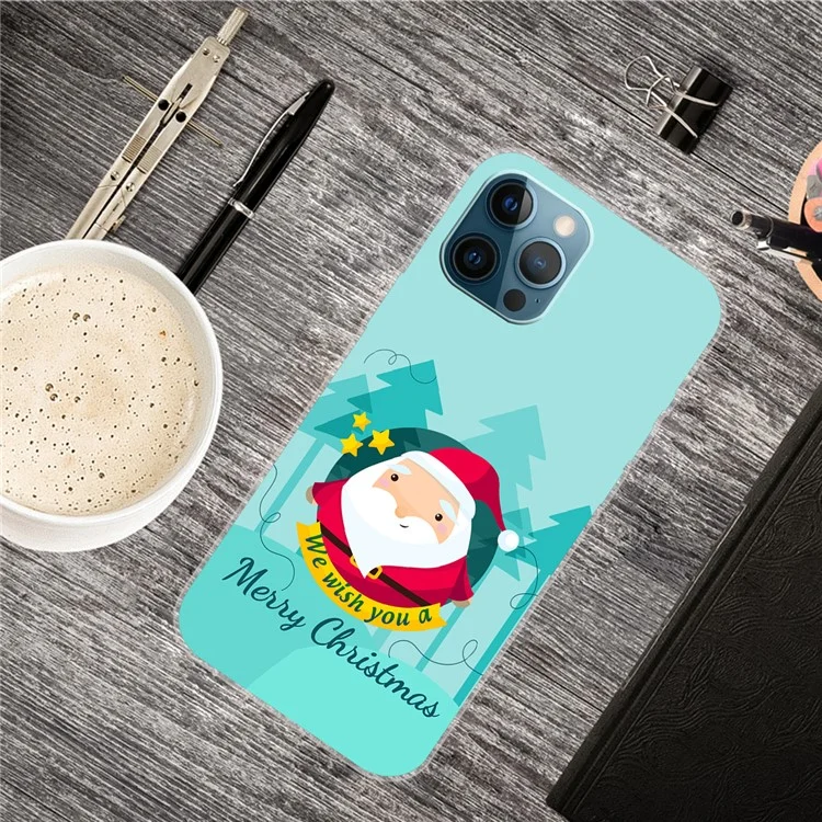 Funda para iPhone 16 Pro con diseño navideño, impresión suave de TPU y funda para teléfono - Papá Noel