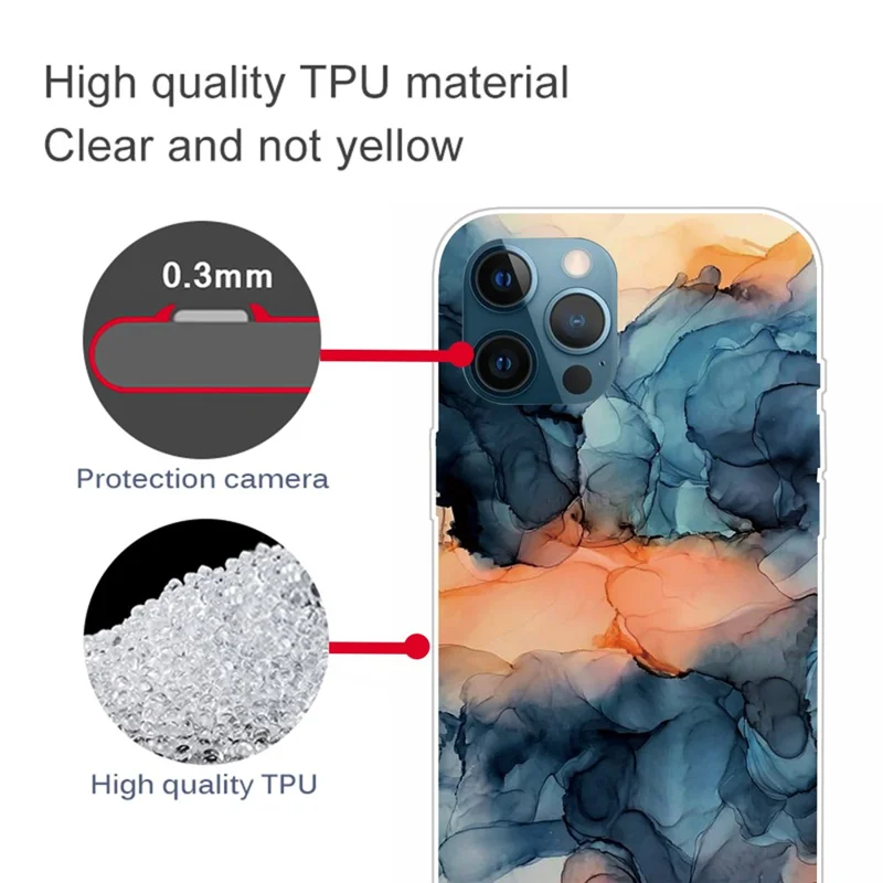For iPhone 16 Pro Max Etui med Abstrakt Marmorprint i TPU - Style A