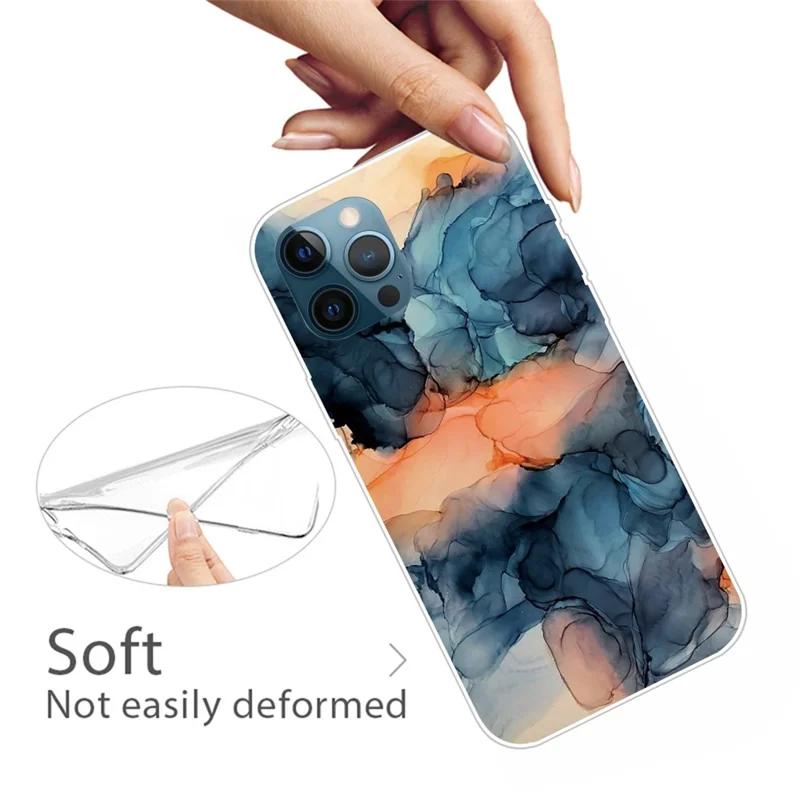 For iPhone 16 Pro Max Etui med Abstrakt Marmorprint i TPU - Style A