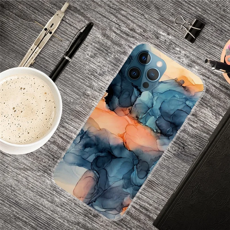 For iPhone 16 Pro Max Etui med Abstrakt Marmorprint i TPU - Style A