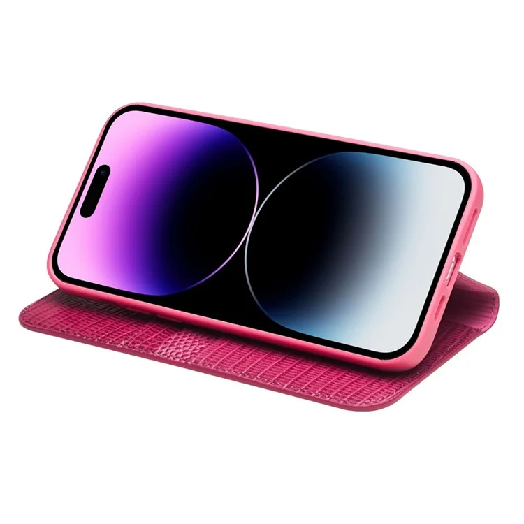 QIALINO For iPhone 14 Pro Max Genuine Leather Case Crocodile Texture Stand Wallet Folio Flip Phone Cover