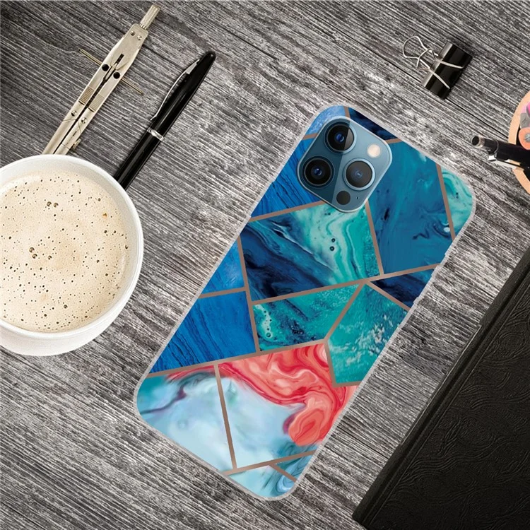 For iPhone 16 Pro Case Abstract Marble Pattern Printing TPU Phone Cover - Style A
