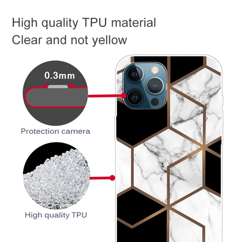 For iPhone 16 Pro Max Etui med Abstrakt Marmorprint i TPU - Style A