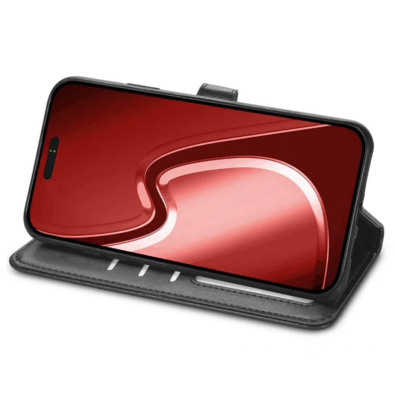 Per Iphone 16 Pro Case Leather Phone Case Coperchio Del Portafoglio Con Cinturino da Polso - Nero