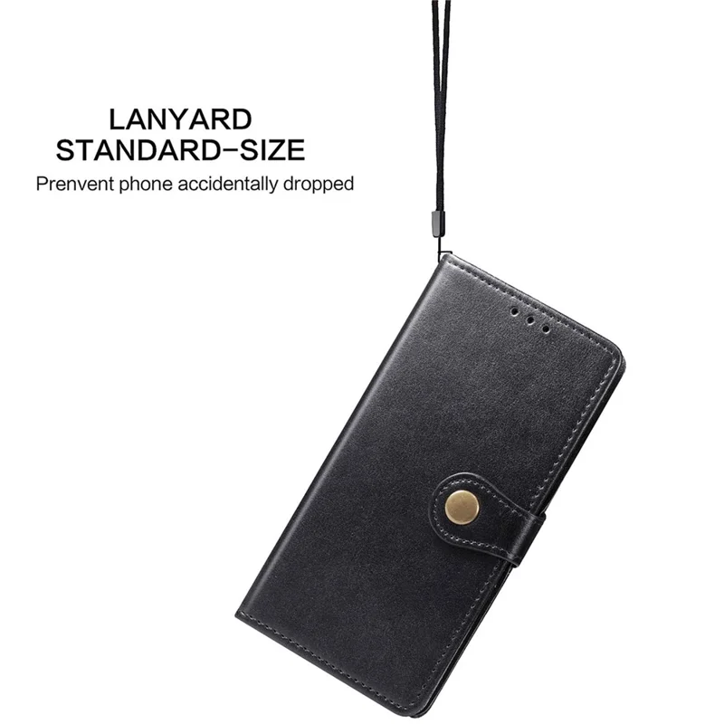 Per Iphone 16 Pro Case Leather Phone Case Coperchio Del Portafoglio Con Cinturino da Polso - Nero
