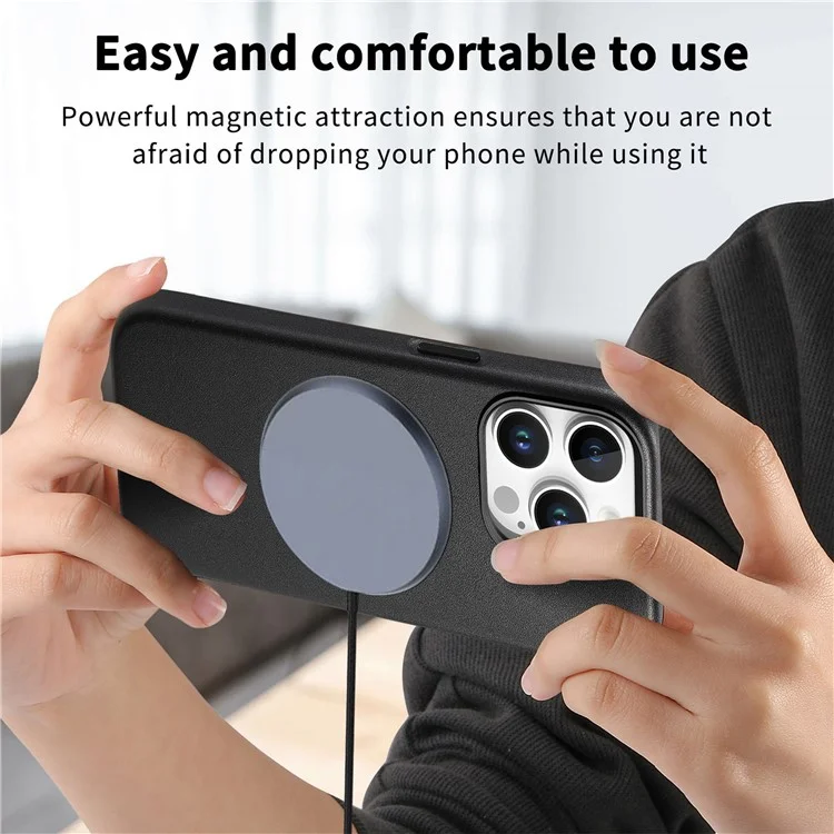 Per Iphone 16 Pro Max Case in Pelle+copertina Per Telefoni Shock Tpu Con Bottoni di Metallo - Nero