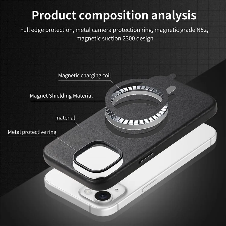 Per Iphone 16 Pro Max Case in Pelle+copertina Per Telefoni Shock Tpu Con Bottoni di Metallo - Nero