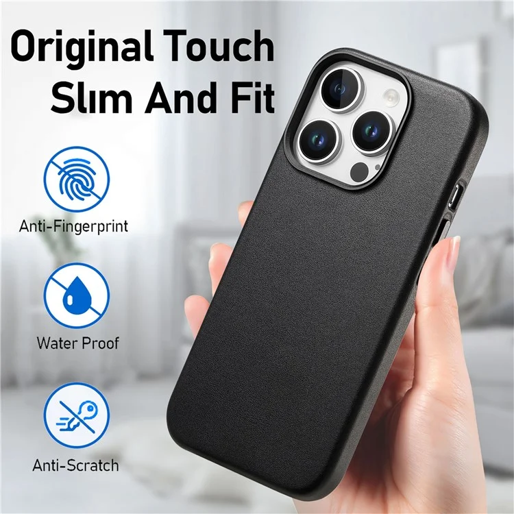Per Iphone 16 Pro Max Case in Pelle+copertina Per Telefoni Shock Tpu Con Bottoni di Metallo - Nero