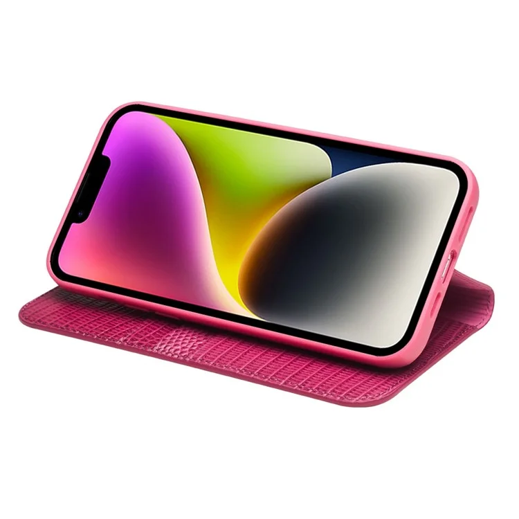 QIALINO per iPhone 14 Plus Custodia in vera pelle antiurto Texture coccodrillo Stand Wallet Cover