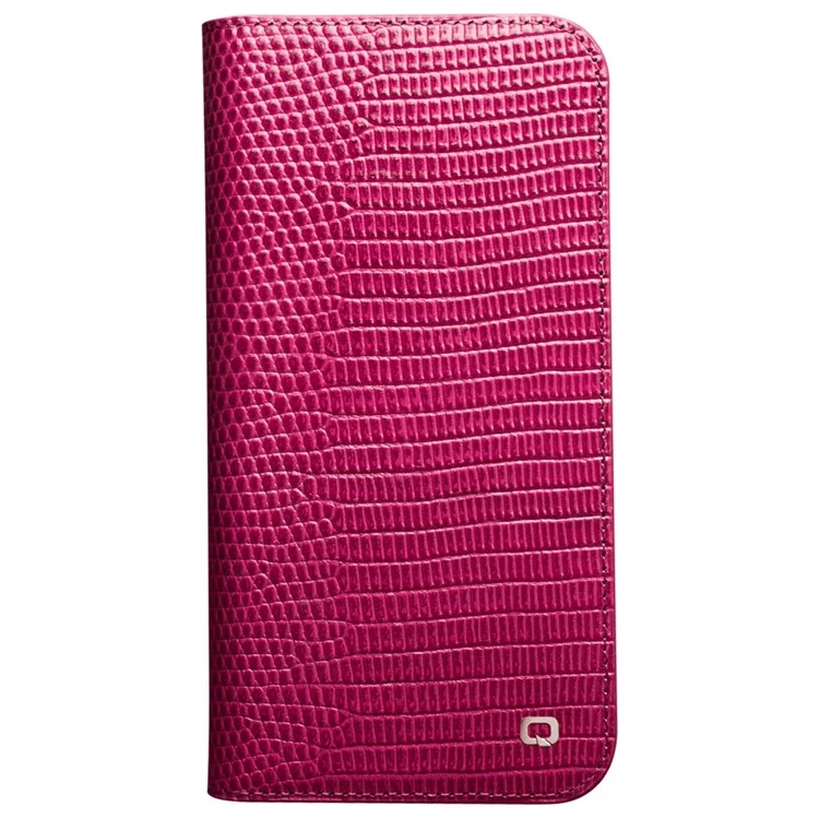 QIALINO per iPhone 14 Plus Custodia in vera pelle antiurto Texture coccodrillo Stand Wallet Cover
