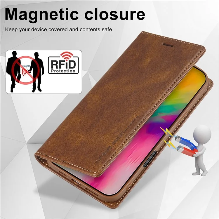 Lc. Imeeke Für Iphone 16 Pro Leather Hülle RFID -blocking -karten -slots Telefonabdeckung - Braun