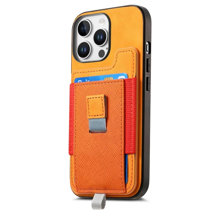 For iPhone 16 Pro Max Skin-Touch Case Leather+TPU Detachable Phone Case with Card Bag - Yellow