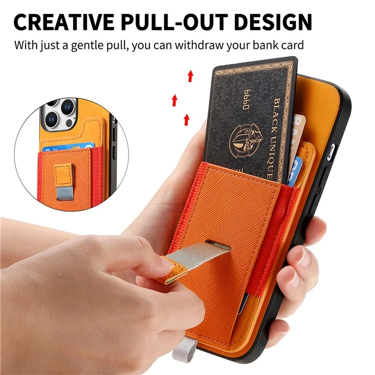 For iPhone 16 Pro Max Skin-Touch Case Leather+TPU Detachable Phone Case with Card Bag - Yellow
