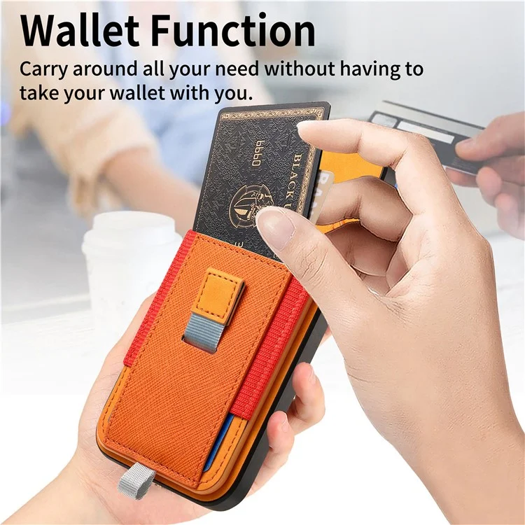 For iPhone 16 Pro Max Skin-Touch Case Leather+TPU Detachable Phone Case with Card Bag - Yellow