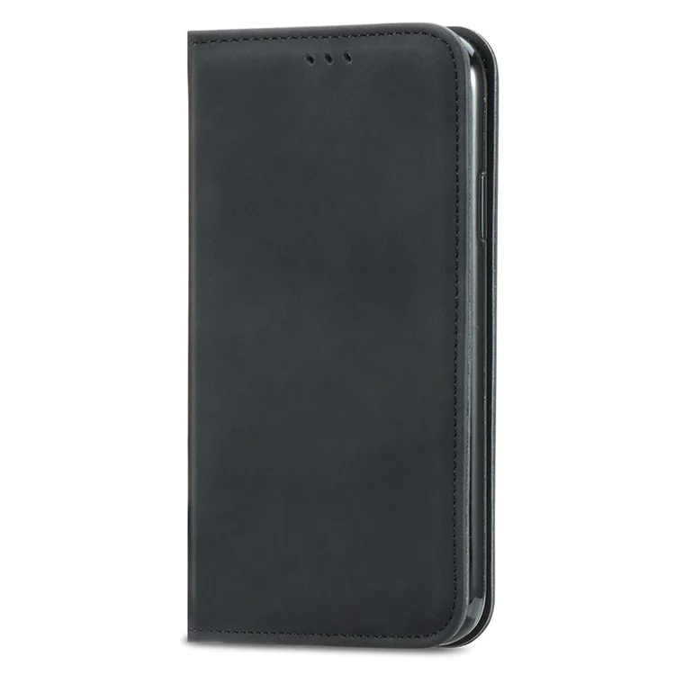 Pour Iphone 16 Case Skin Touch Feeling Portefeuille en Cuir Couverture de Téléphone Absorption Magnétique - Noir