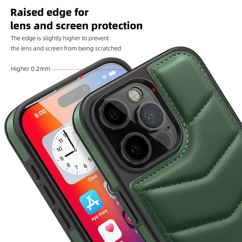 For iPhone 16 Pro Case Compatible with MagSafe RFID Blocking Card Slot Leather Back Cover - Green