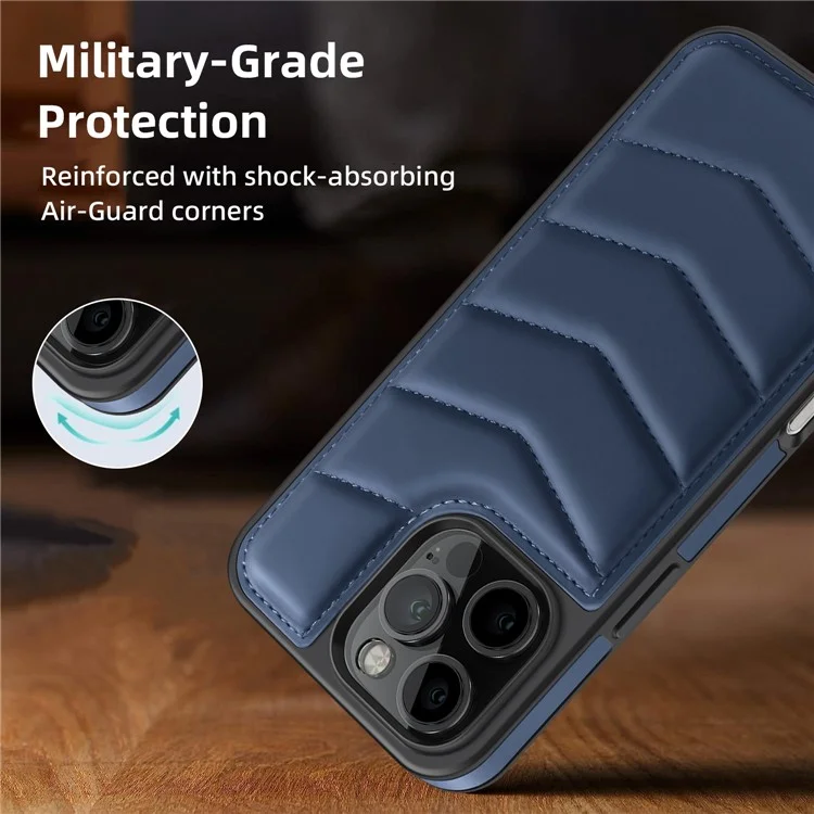 Für Iphone 16 Pro Max Magnetic Phone Case RFID Blocking Card Slot Leder -back -telefonabdeckung - Blau