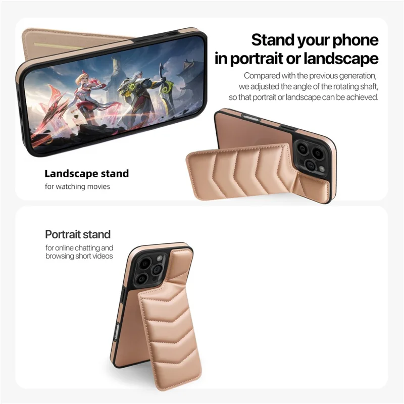 For iPhone 16 Pro Max Case Compatible with MagSafe RFID Blocking Card Slot Leather Back Cover - Pink