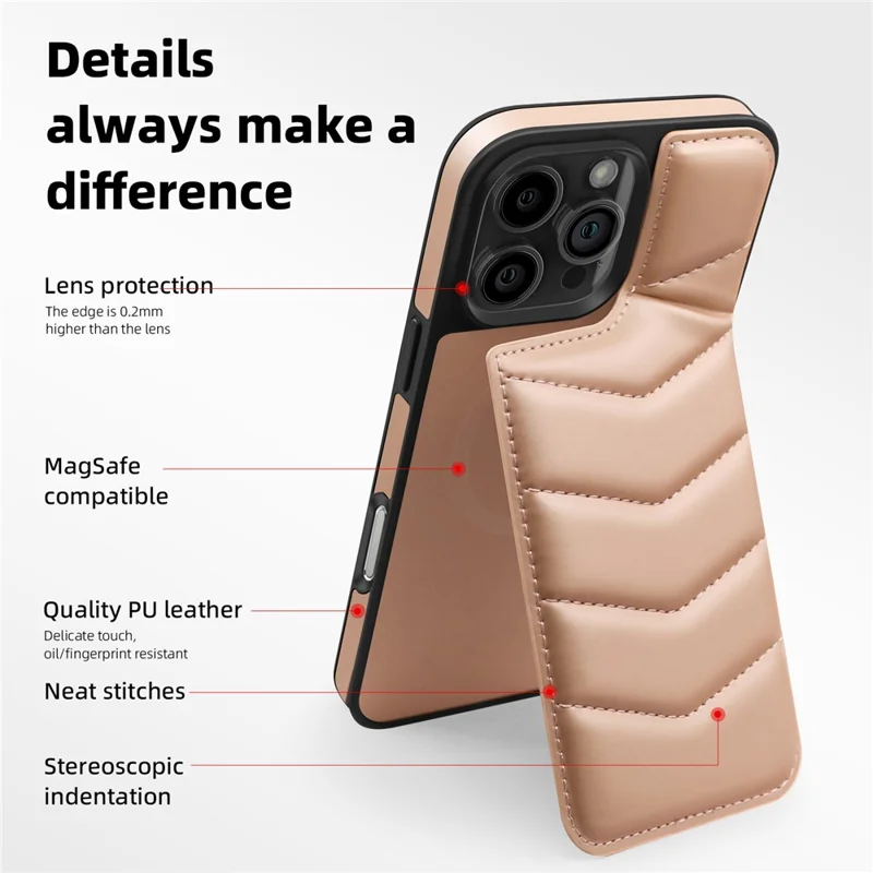 For iPhone 16 Pro Max Case Compatible with MagSafe RFID Blocking Card Slot Leather Back Cover - Pink