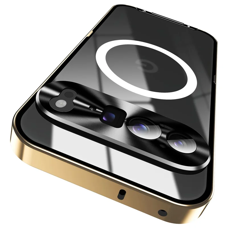 For Google Pixel 9 Pro XL Magnetic Case Metal Frame Matte Phone Cover - Gold