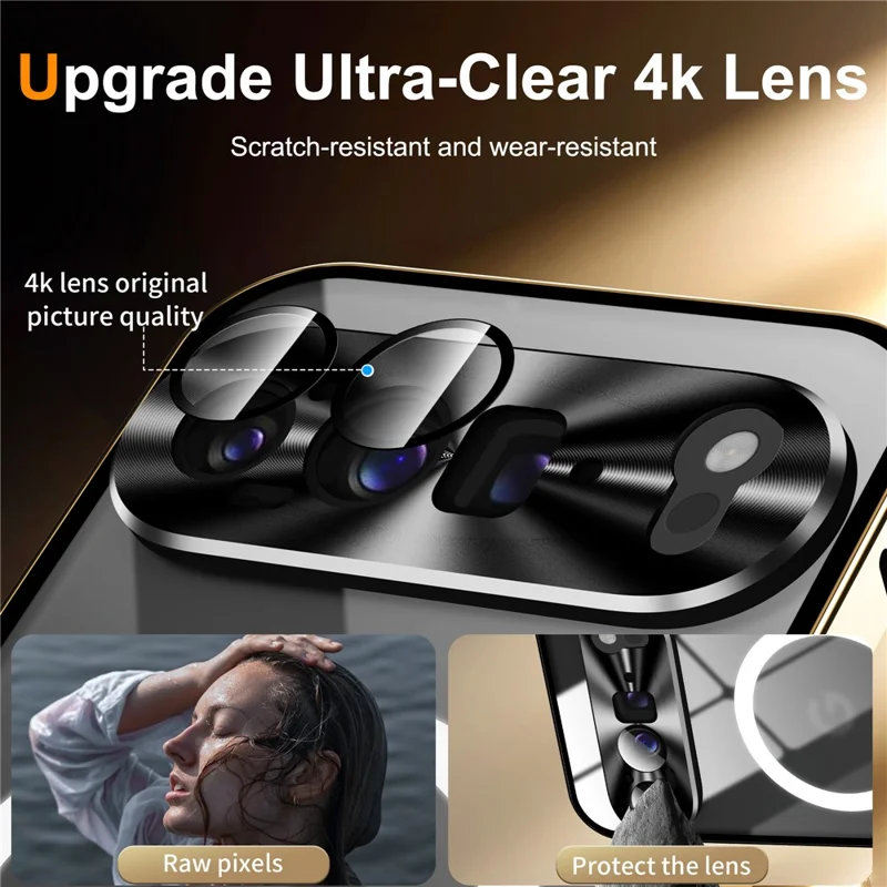 For Google Pixel 9 Pro XL Magnetic Case Metal Frame Matte Phone Cover - Gold